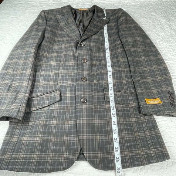 🔥Young Kings By Steve Harvey (2pcs) Plaid Brown Blue Blazer & Pants Suit - Picture 13 of 16